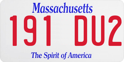 MA license plate 191DU2