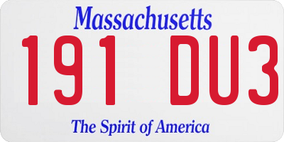 MA license plate 191DU3