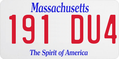 MA license plate 191DU4