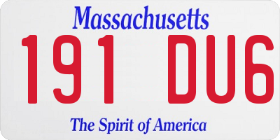 MA license plate 191DU6