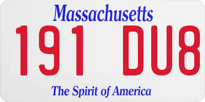 MA license plate 191DU8