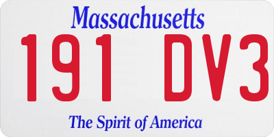 MA license plate 191DV3