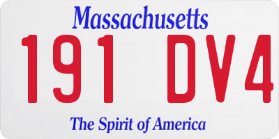 MA license plate 191DV4