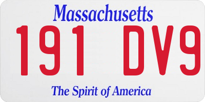 MA license plate 191DV9