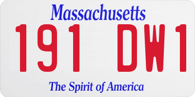 MA license plate 191DW1