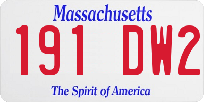 MA license plate 191DW2