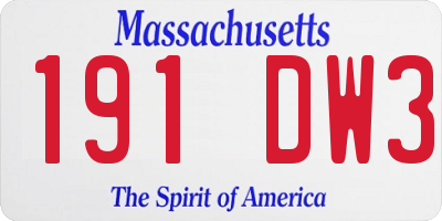 MA license plate 191DW3