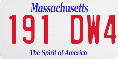 MA license plate 191DW4