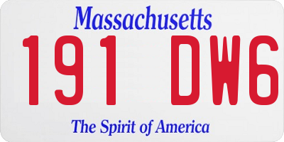 MA license plate 191DW6