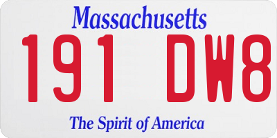 MA license plate 191DW8