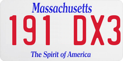 MA license plate 191DX3