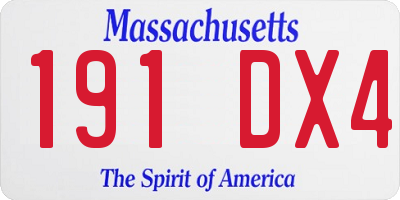 MA license plate 191DX4
