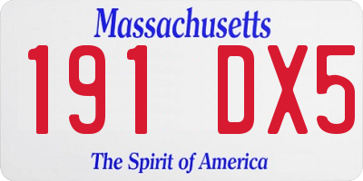MA license plate 191DX5