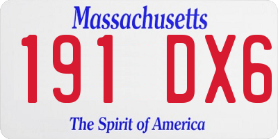 MA license plate 191DX6