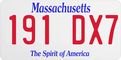 MA license plate 191DX7