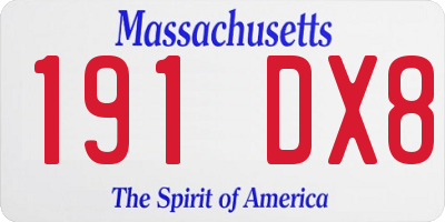 MA license plate 191DX8
