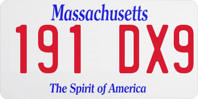 MA license plate 191DX9
