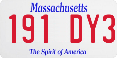 MA license plate 191DY3