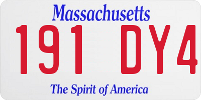 MA license plate 191DY4