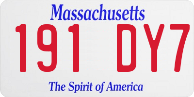 MA license plate 191DY7