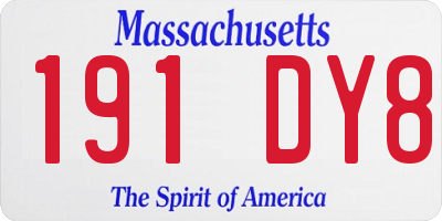 MA license plate 191DY8