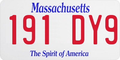 MA license plate 191DY9