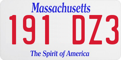 MA license plate 191DZ3