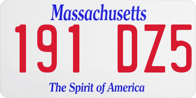 MA license plate 191DZ5