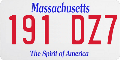 MA license plate 191DZ7