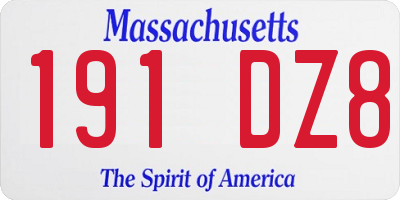 MA license plate 191DZ8