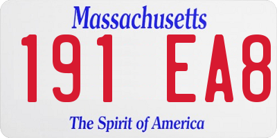 MA license plate 191EA8