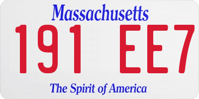MA license plate 191EE7