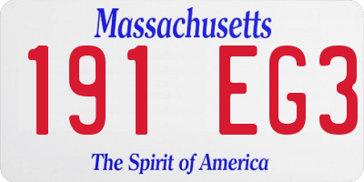 MA license plate 191EG3
