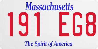 MA license plate 191EG8