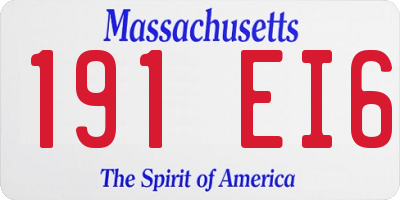 MA license plate 191EI6