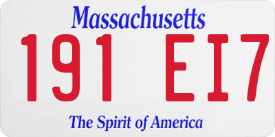MA license plate 191EI7
