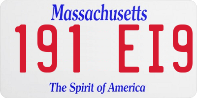 MA license plate 191EI9