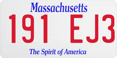 MA license plate 191EJ3