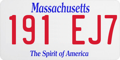 MA license plate 191EJ7