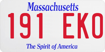 MA license plate 191EK0