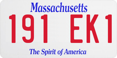 MA license plate 191EK1