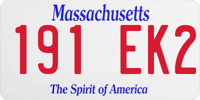MA license plate 191EK2