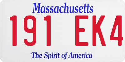 MA license plate 191EK4