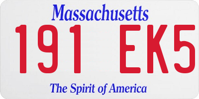 MA license plate 191EK5