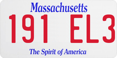 MA license plate 191EL3