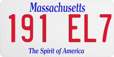 MA license plate 191EL7