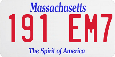 MA license plate 191EM7