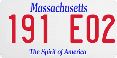MA license plate 191EO2