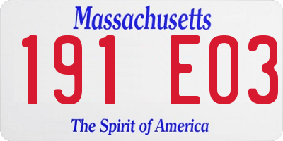 MA license plate 191EO3
