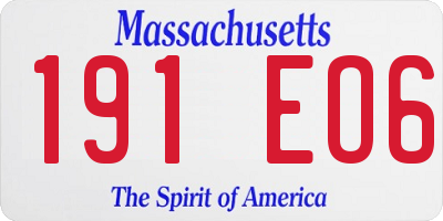MA license plate 191EO6